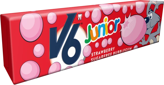 V6 Junior Strawberry tuggummi V6