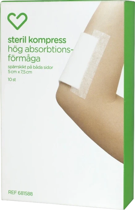 Hjärtats sterila kompress 5 x 7,5 cm 10 st Hjärtats