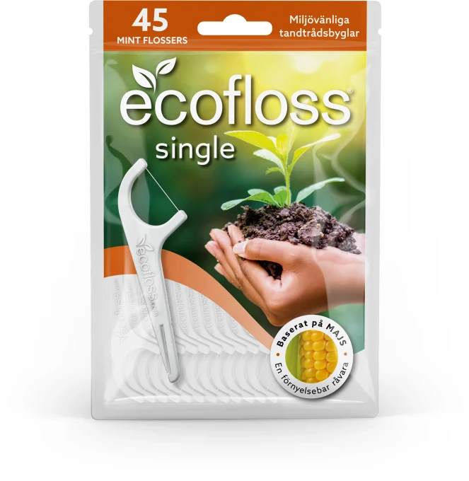 Ecofloss Single Tandtråd med Hållare 45 st Ecofloss
