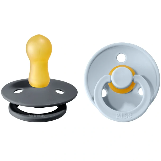 BIBS Colour Latex Size 2 Iron/Baby Blue 2-pack Bibs