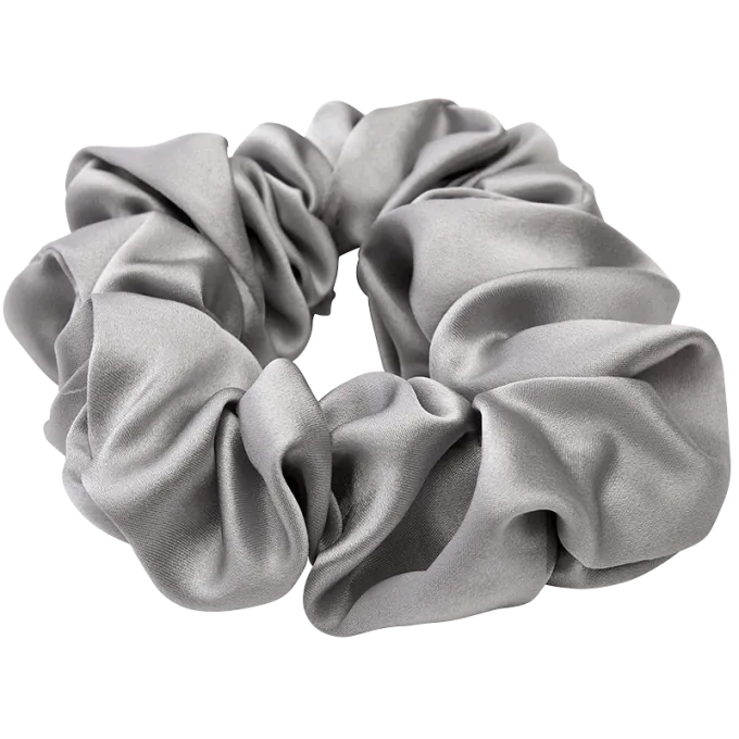 Lenoites Mulberry Silk Scrunchie Grey Lenoites