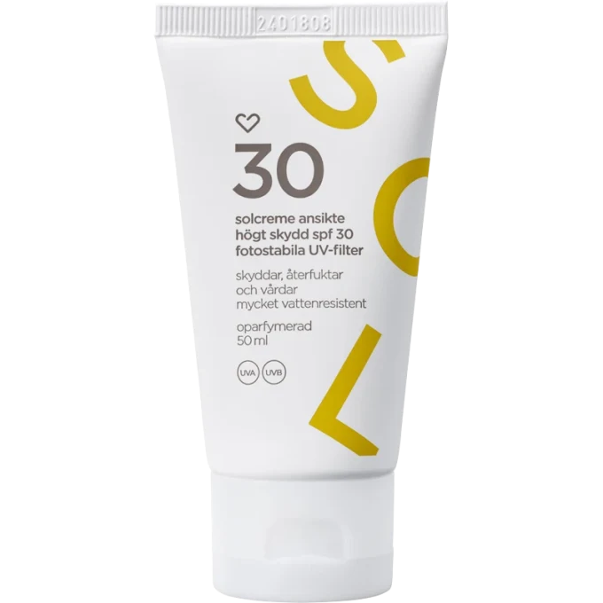 Hjärtats Solkräm Ansikte Oparfymerad SPF 30, 50 ml Hjärtats