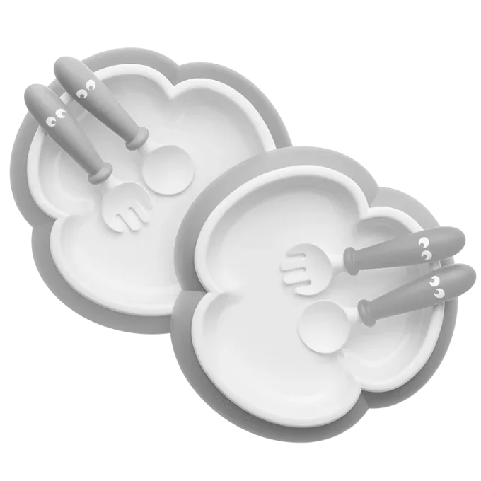 BabyBjörn Barntallrik Sked och Gaffel 2 set Grå Babybjörn