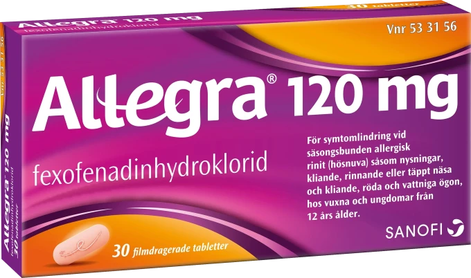 Allegra filmdragerad tablett 120 mg 30 st Allegra