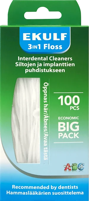 Ekulf 3in1 Floss Tandtråd 100 st Ekulf
