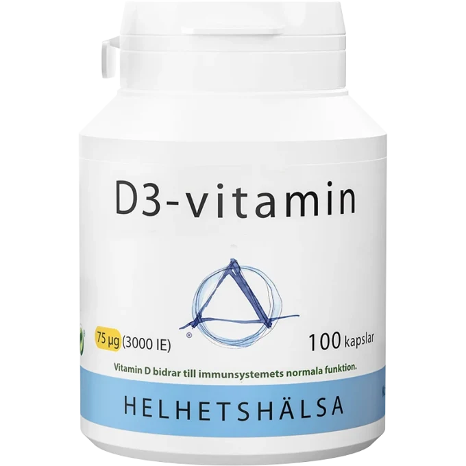 Helhetshälsa D3-vitamin, 75 µg, 3000 IE 100 kapslar Helhetshälsa