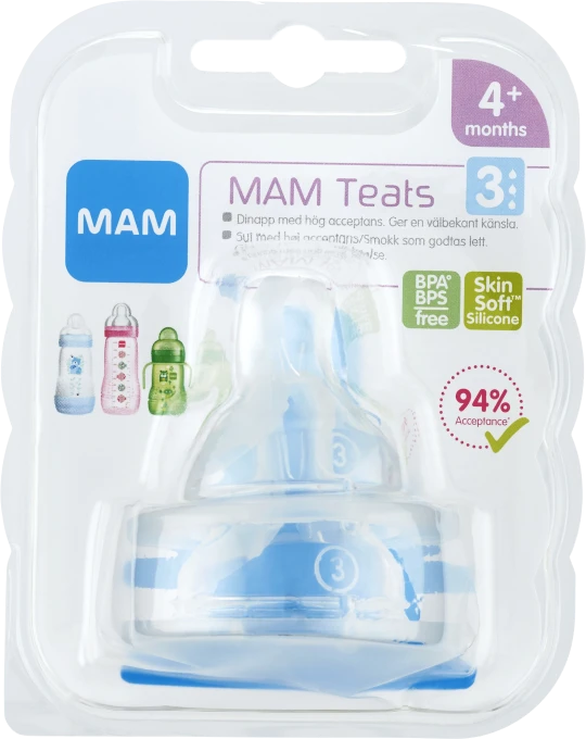 MAM Teat Dinapp 2-pack Storlek 3, 4 mån+ Mam