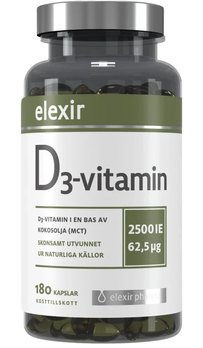 Elexir D3 Vitamin 2500IE 180 kapslar Elexir Pharma