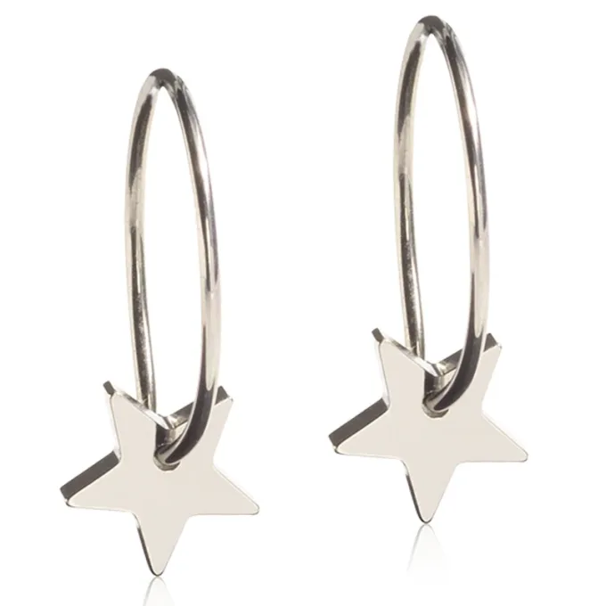 Blomdahl Örhänge Natural Titanium Ear Ring Pendant Star 8 mm Blomdahl