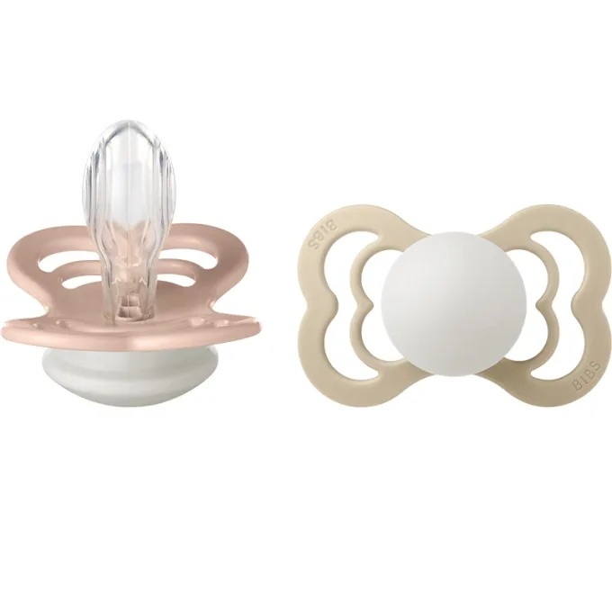 BIBS Supreme Silicone Blush Glow/Vanilla Glow 2-pack Size 2 Bibs