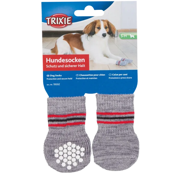 Trixie Hundsock 2-pack Non-slip Grå M-L Trixie