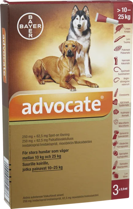 Advocate® för stora hundar Spot-on, lösning 250mg/62,5mg Dospipett, 3st (2,5ml) 