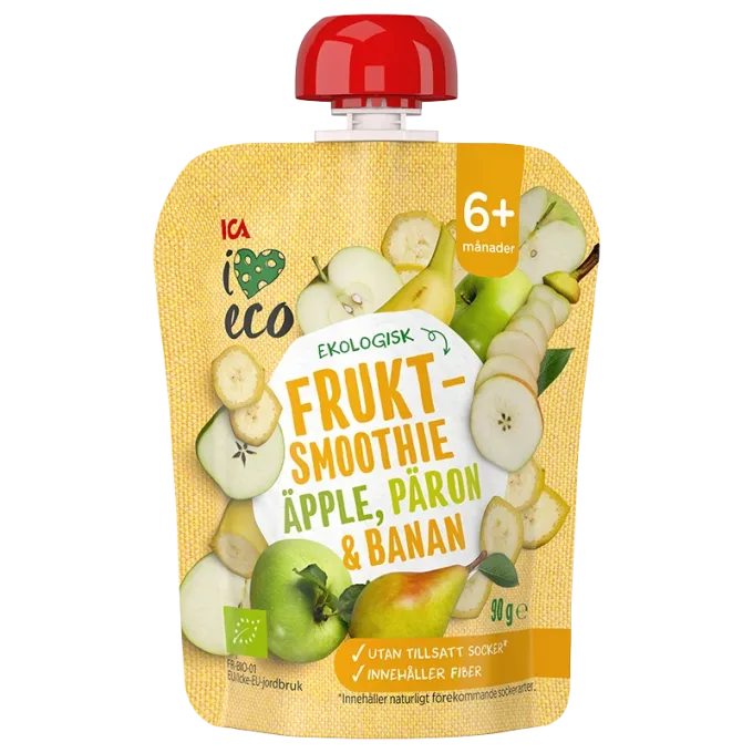 ICA I Love Eco Fruktsmoothie Äpple Päron Banan 90 g ICA I Love Eco