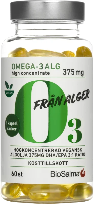 BioSalma Omega-3 av Alg 375 mg DHA/EPA 60 kapslar BioSalma