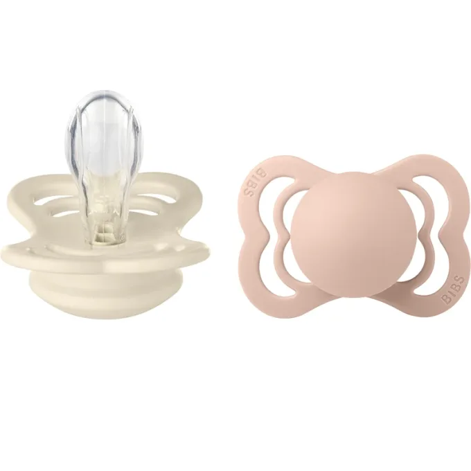 BIBS Supreme Silicone Ivory/Blush 2-pack Size 1 Bibs
