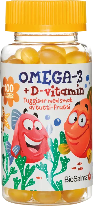BioSalma Omega-3 + D-vitamin tuggisar barn 100 st BioSalma