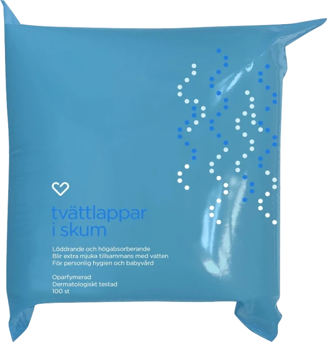 Hjärtats tvättlappar skum 100st Hjärtats
