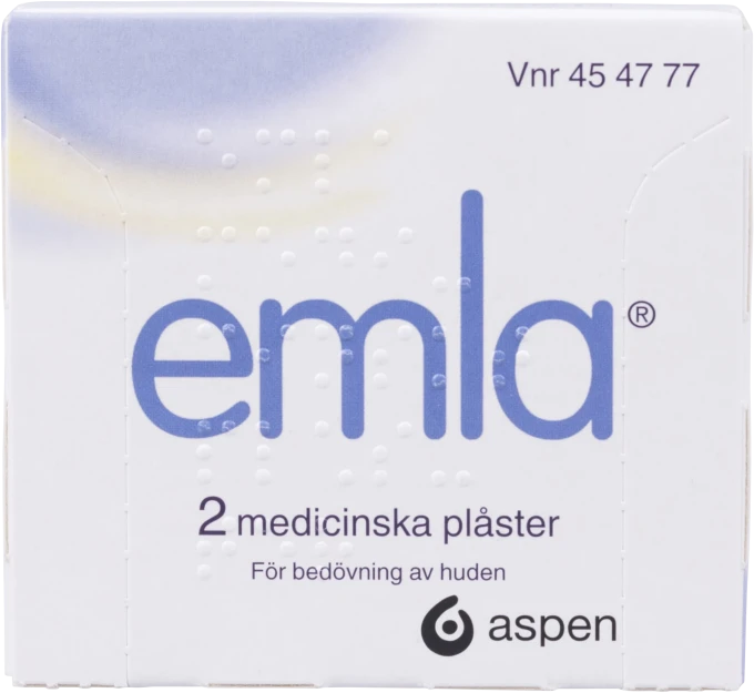 Emla medicinskt plåster 25 mg/25 mg 2 st Emla