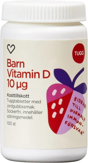 Hjärtats Barn Vitamin D Tuggtablett Med Jordgubbsmak 100 st Hjärtats