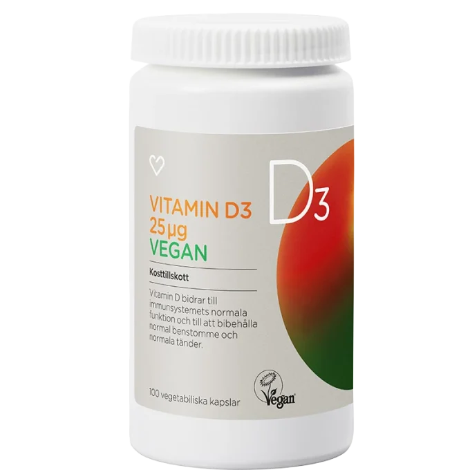 Hjärtats Vitamin D3 25µg Vegan Kapsel 100 st Hjärtats