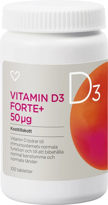 Hjärtats Vitamin D Forte+ 50 µg Tablett 100 st Hjärtats
