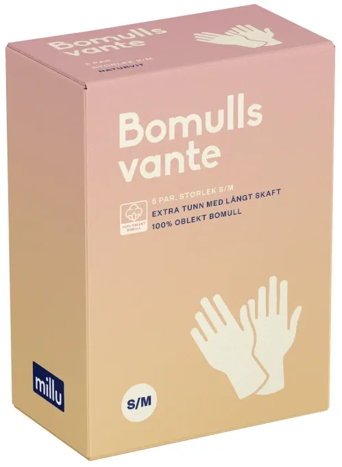 Millu Bomullsvante Extra Tunn 30 cm S/M 5 par Millu