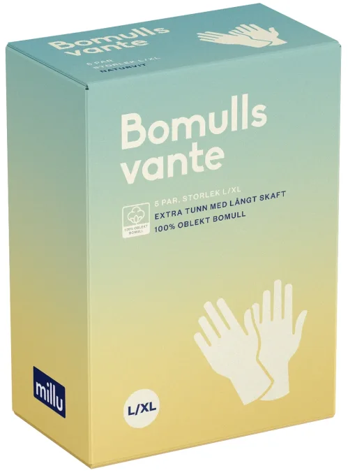 Millu Bomullsvante Extra Tunn 30 cm L/XL 5 par Millu