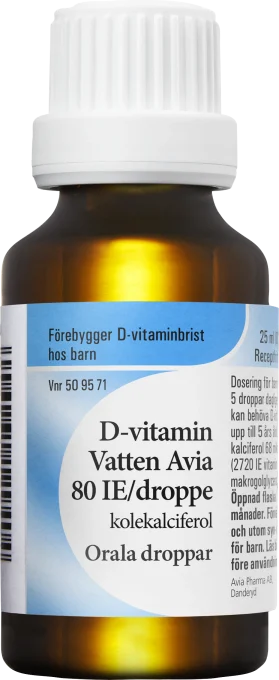 Avia D-vitamin Vatten Orala Droppar 80IE/droppe 25 ml Avia