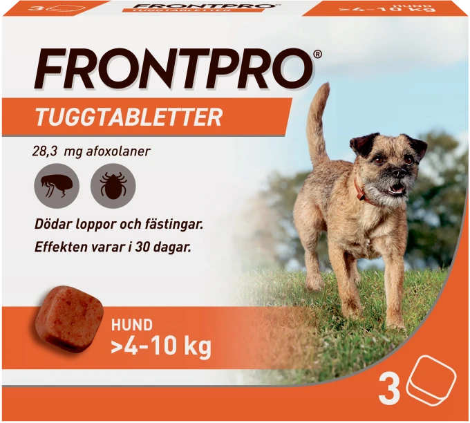 FRONTPRO 28,3 mg tuggtabletter för hund >4-10 kg 3 st Frontpro