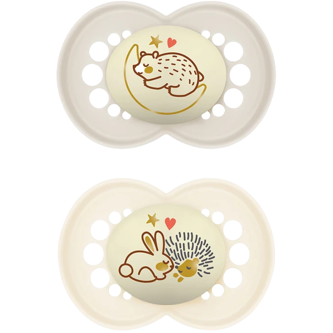 MAM Original Night Napp 6-16 mån Silikon 2-pack Neutral Mam