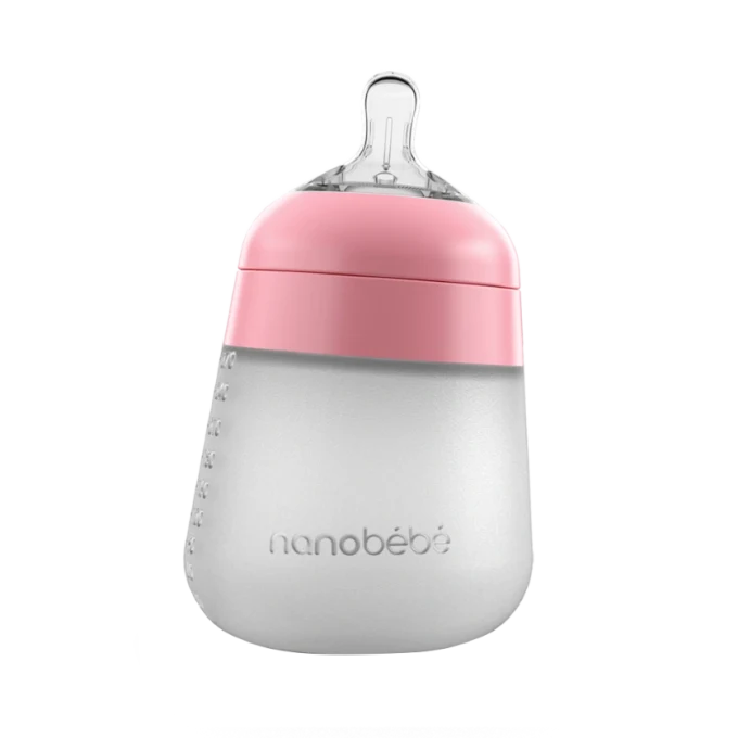 Nanobébé Flexy silikonflaska Anti-kolik 270 ml  Rosa Nanobébé