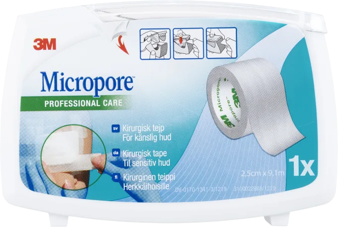 Micropore Kirurgtejp Vit 2,5cm x 9,14cm 1st Micropore