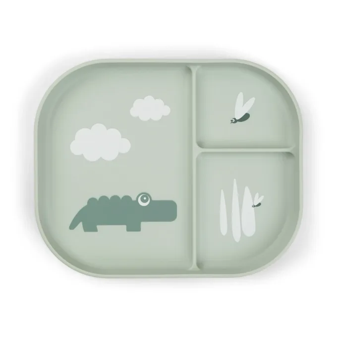Done by Deer Foodie Compartment Plate Croco Green Done by Deer