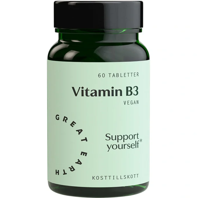 Great Earth Vitamin B3 Niacin 500 mg 60 tabletter Great Earth