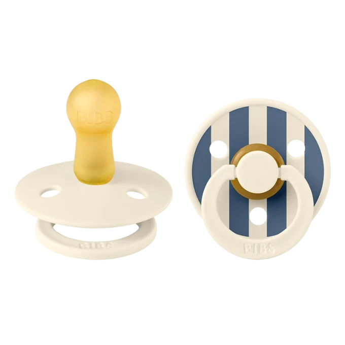 BIBS Pacifier Studio Colour Pin Latex Size 2 Ivory Steel Blue Mix 2-pack Bibs