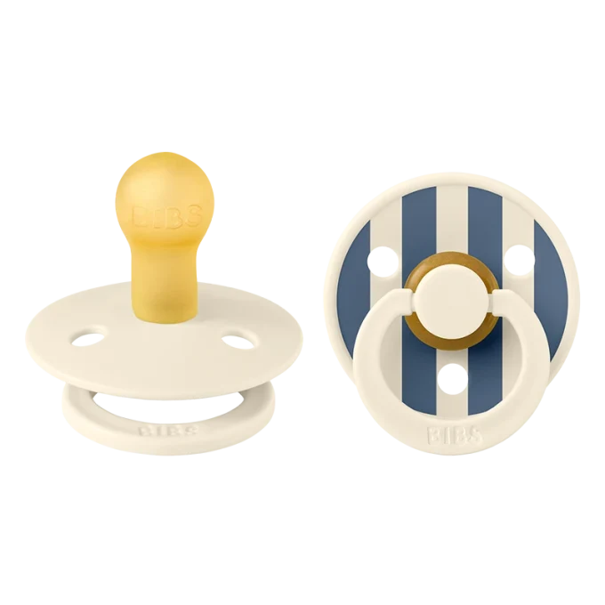 BIBS Pacifier Studio Colour Pin Latex Size 1 Ivory Steel Blue Mix 2-pack Bibs