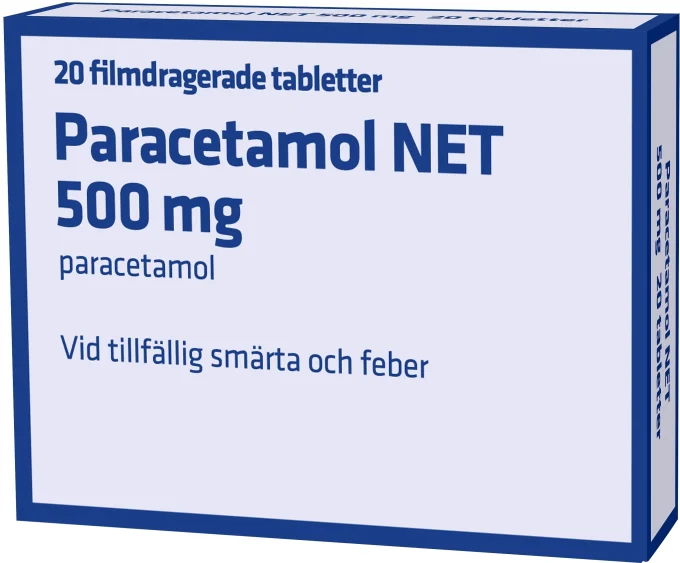 Paracetamol NET Filmdragerad tablett 500mg Blister, 20tabletter NET