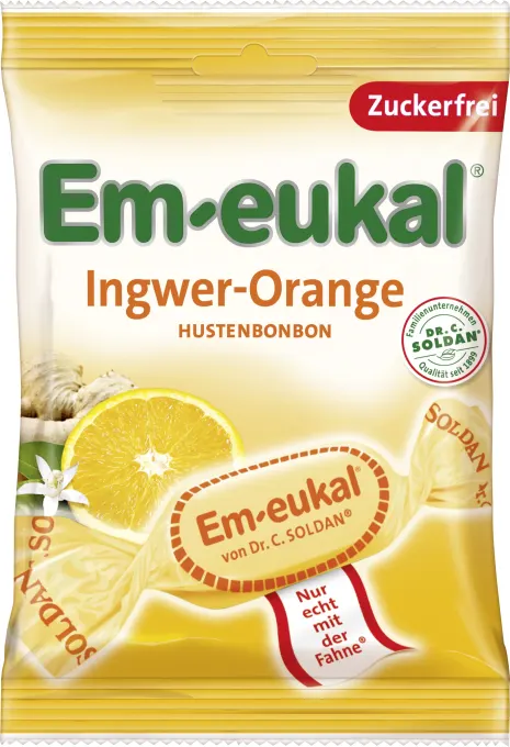 Em-eukal Ingefära-Apelsin Halstabletter med C-vitamin Sockerfri 75 g Em-eukal