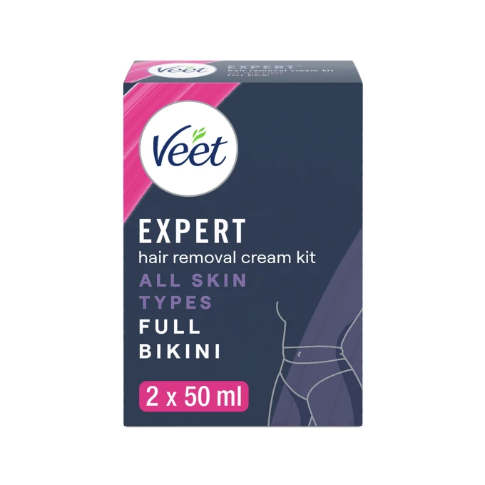 Veet Expert Hair Removal Cream Kit All Skin Types Full Bikini 2x50 ml Veet