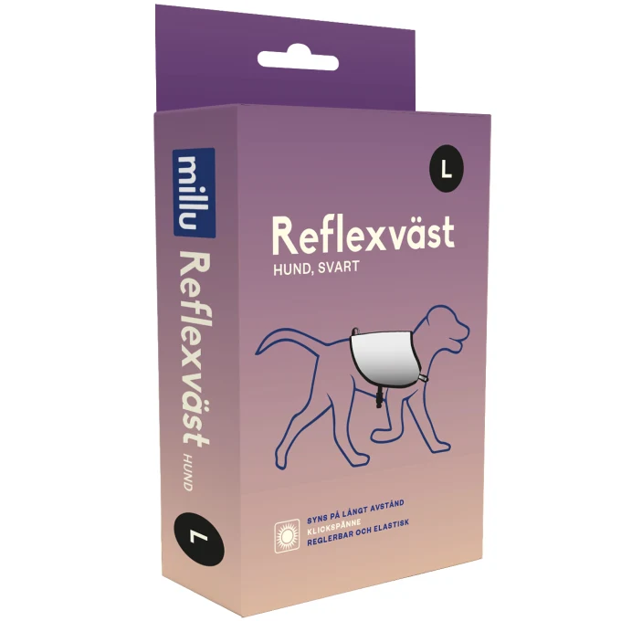 Millu Reflexväst Hund Svart L 1 st Millu