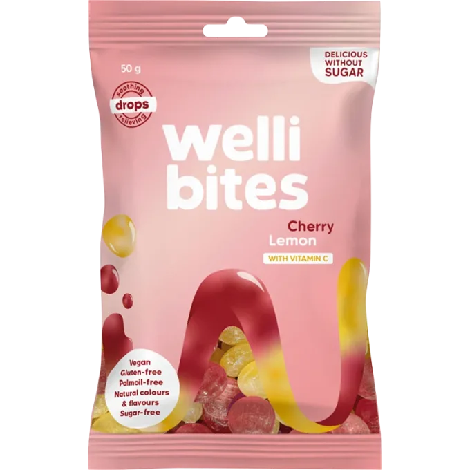 Wellibites Drops Cherry & Lemon Vitamin C 50 g Wellibites