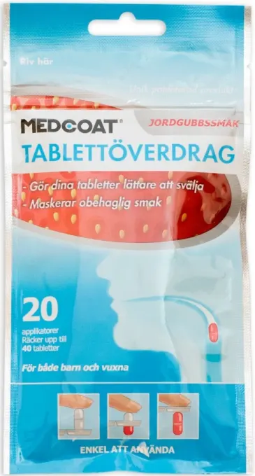 Medcoat Tablettöverdrag, Jordgubbsmak 20 st Medcoat