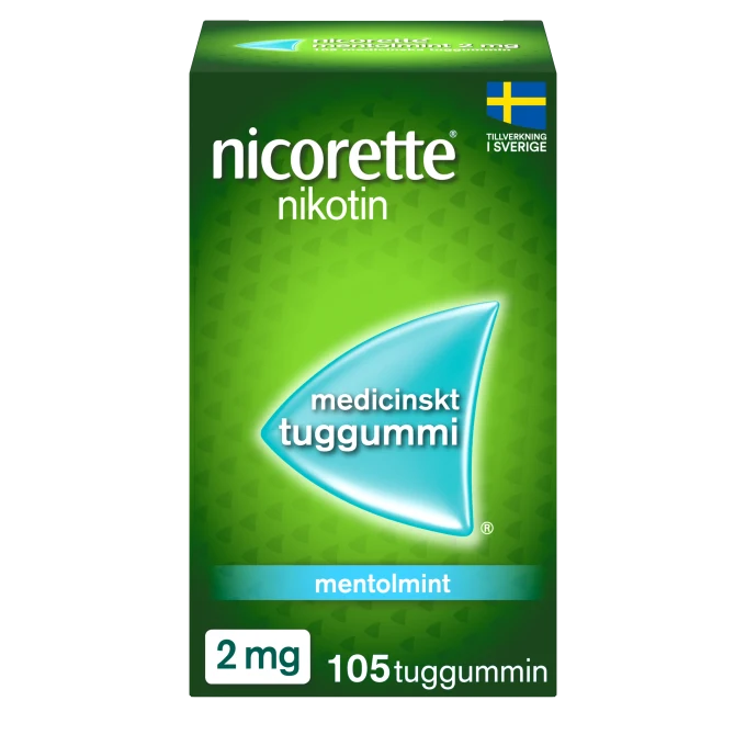 Nicorette Mentolmint medicinskt tuggummi 2 mg 105 st Nicorette