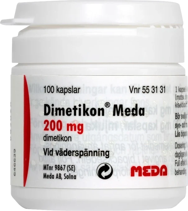 Dimetikon Meda mjuk kapsel 200 mg 100 st Dimetikon meda