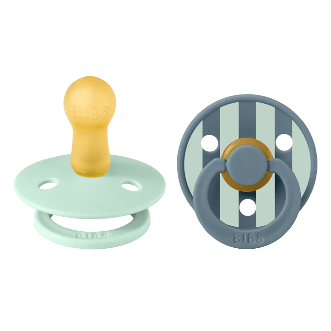 BIBS Pacifier Studio Colour Block Latex Size 2 Nordic Mint Petrol Mix 2-pack Bibs