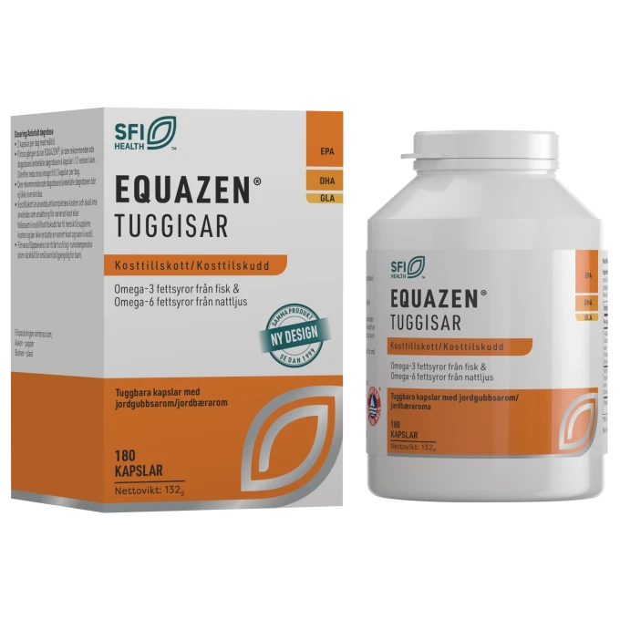 Equazen Tuggisar Jordgubbssmak Tuggkapslar 180 st Eye Q