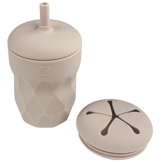 Najell Barnmugg Med Sugrör & Snacklock Dune Beige Najell