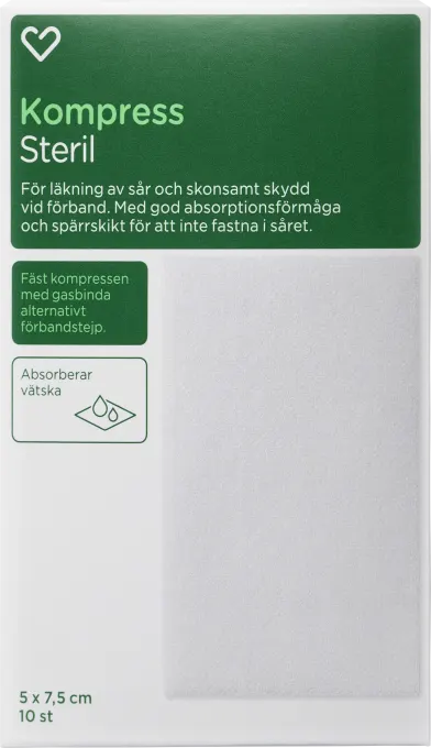 Hjärtats Kompress Steril 5cm x 7,5cm 10st Hjärtats