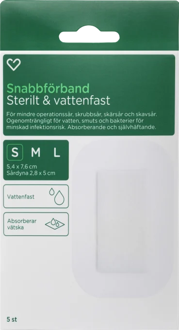 Hjärtats Snabbförband Sterilt Vattenfast 5,4cm x 7,6cm 5st Hjärtats