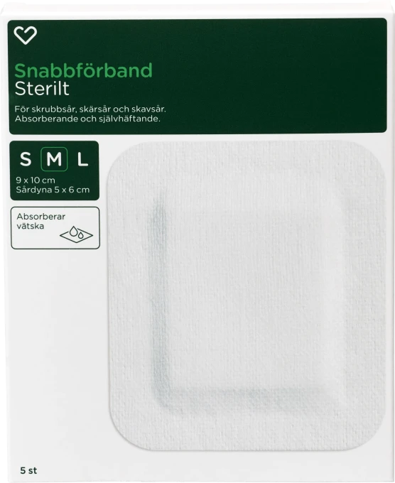Hjärtats Snabbförband Sterilt 9cm x 10cm 5st Hjärtats
